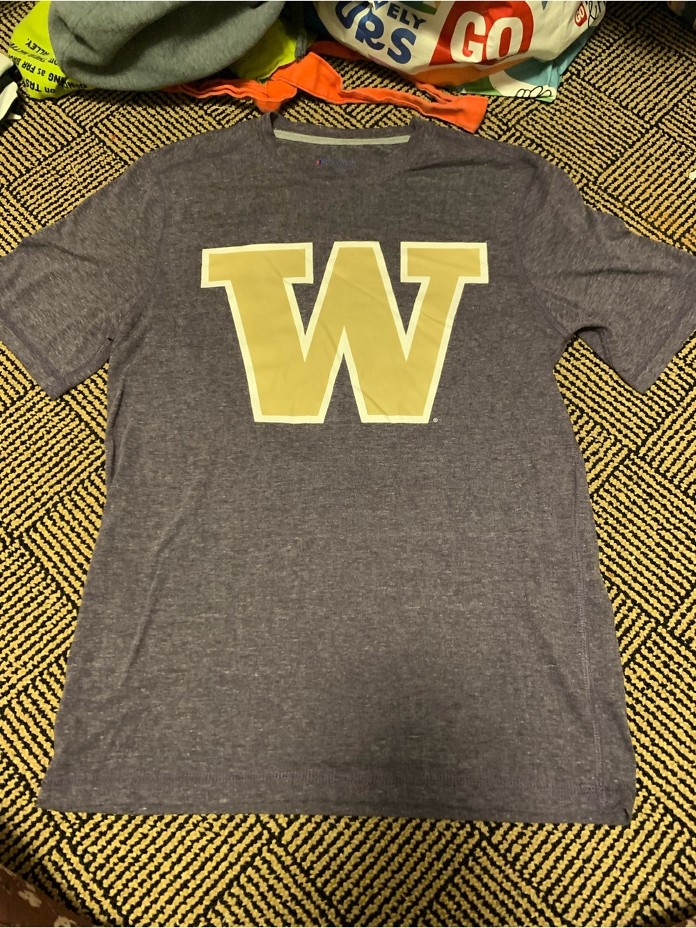 Champion Heather purple-Navy color Short-Sleeve Tee with Gold 'W' - WSU - Picture 1 of 13